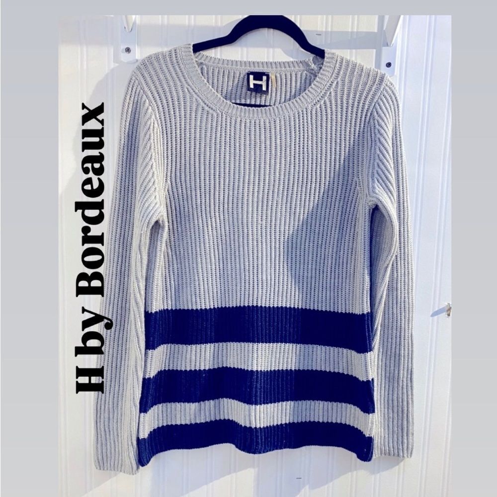 H by Bordeaux long sleeve stripe‎ sweater Sz L